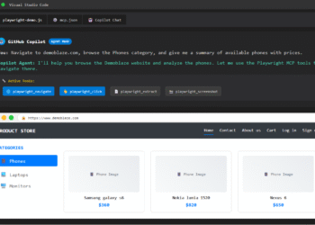 Sử dụng VS Code và Playwright MCP tự động test demo website Demoblaze thông qua GitHub Copilot Agent